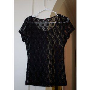 Black Lace Sheer Top / Size XL/ Never Worn